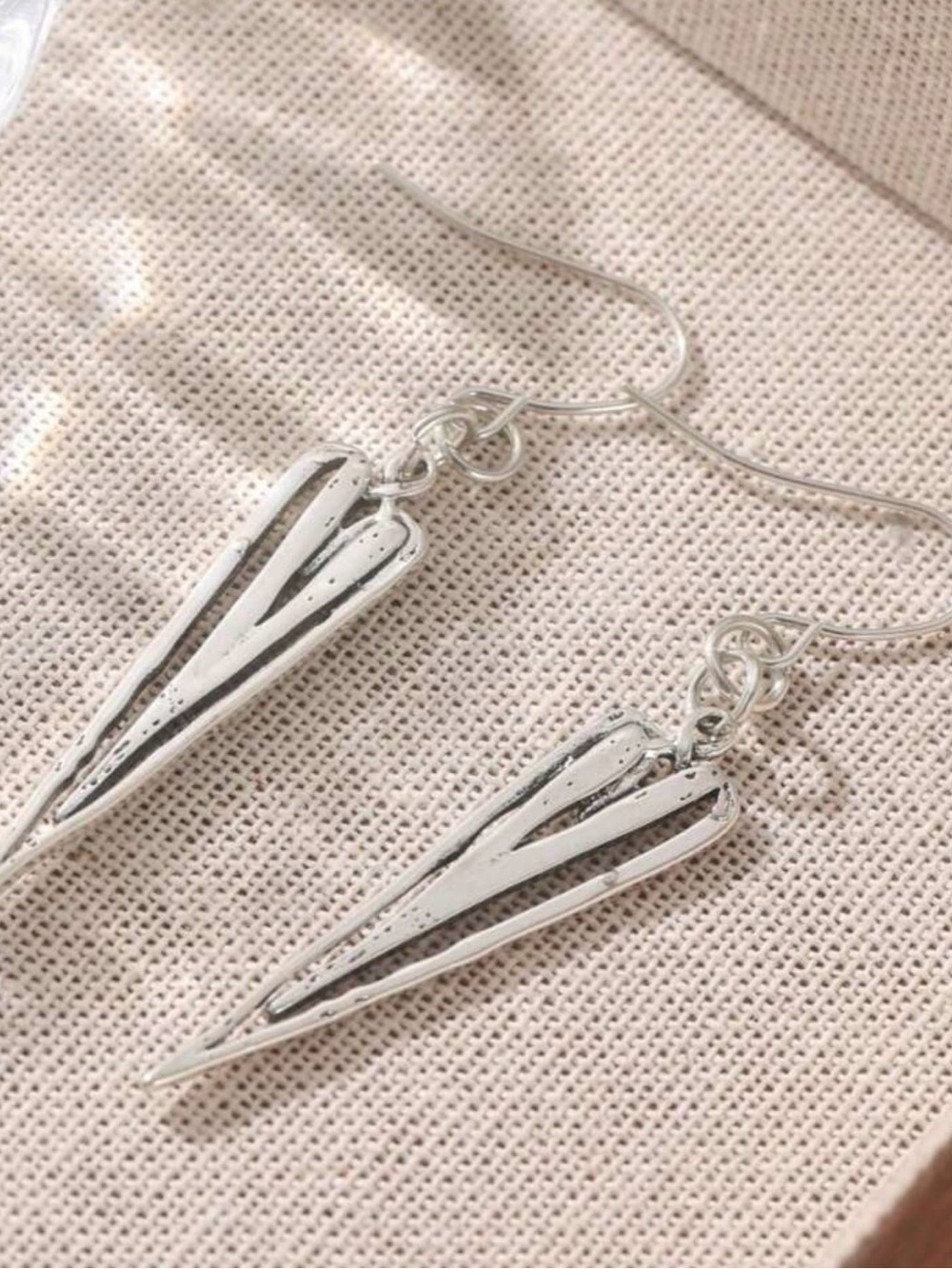 Sterling-Style Silver Heart Spike Drop Earrings - Picture 2 of 8